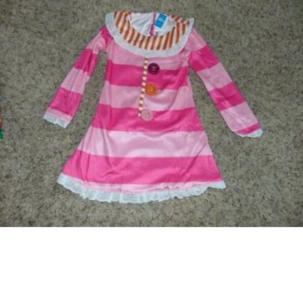 Rag Doll Lalaloopsy & Wig Halloween Costume 4/6 Pajamas Pillow Featherbed 3 Pc